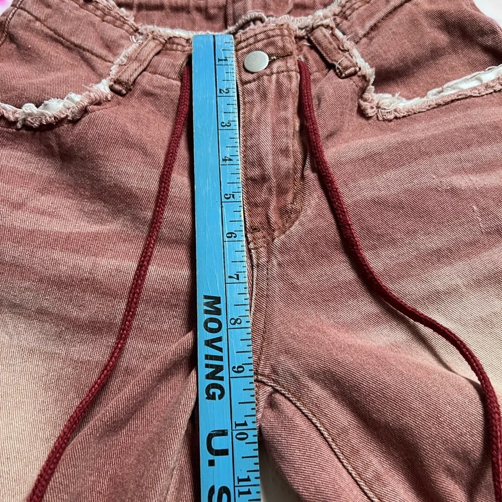 SHEIN Burgundy Flare Wide-Leg Jeans